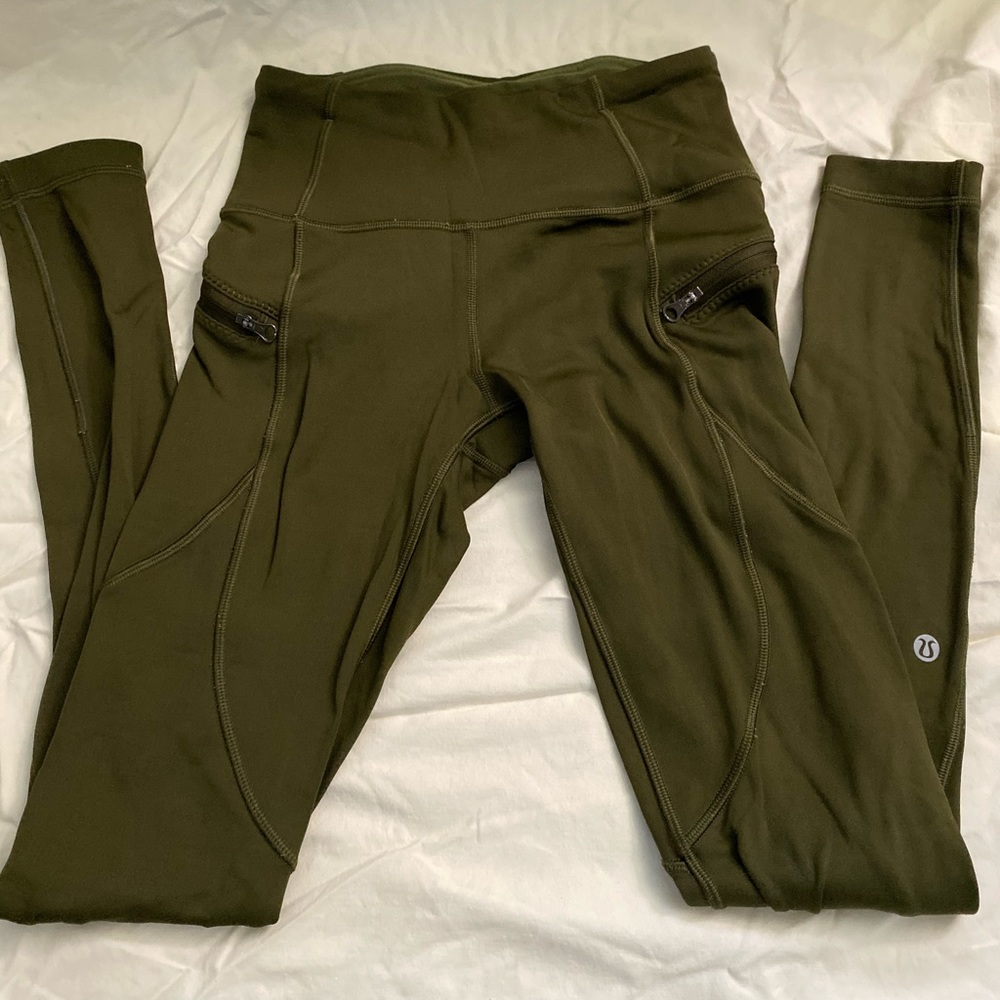 lululemon army green leggings size 4